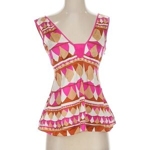 Diane Von Furstenberg Pink and Tan Patterned Blouse